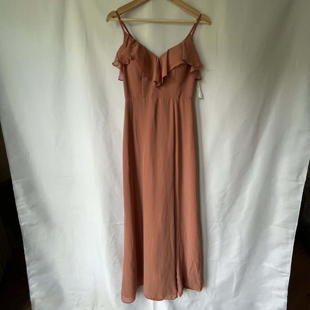 Azazie custom size Natalia Cedar Rose bridesmaid dress formal fitted maxi frills